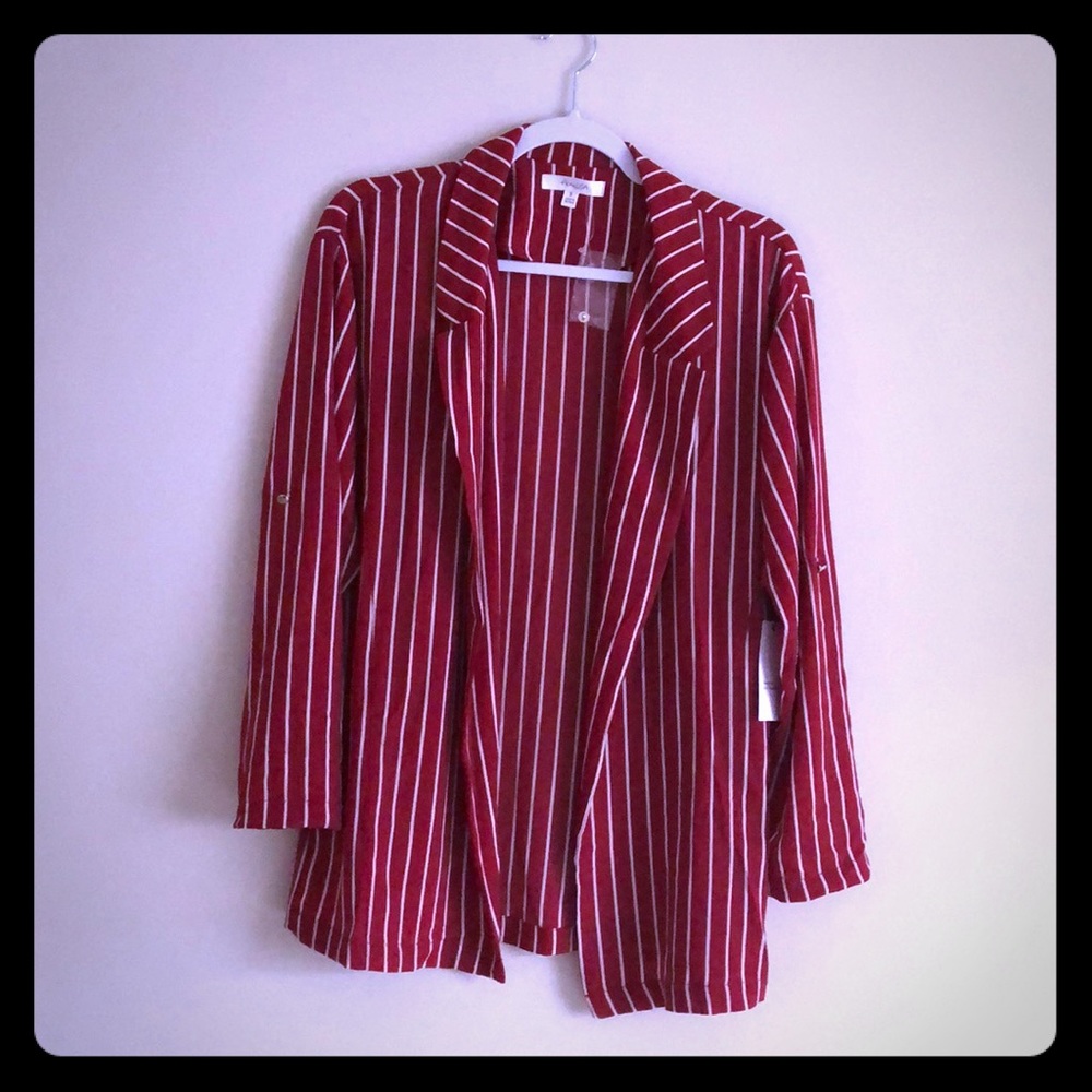 Loose Boyfriend Relaxed Red Stripe Blazer NWOT